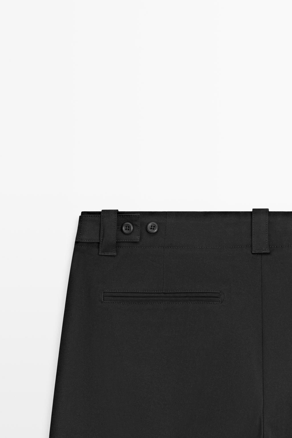 Massimo Dutti Брюки из смесового хлопка с деталью на талии, черный