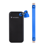 Внешний накопитель Verbatim Pocket SSD, 256GB USB 3.2 Gen 2 R/W 1000/1000 МБ/с, черный/голубой