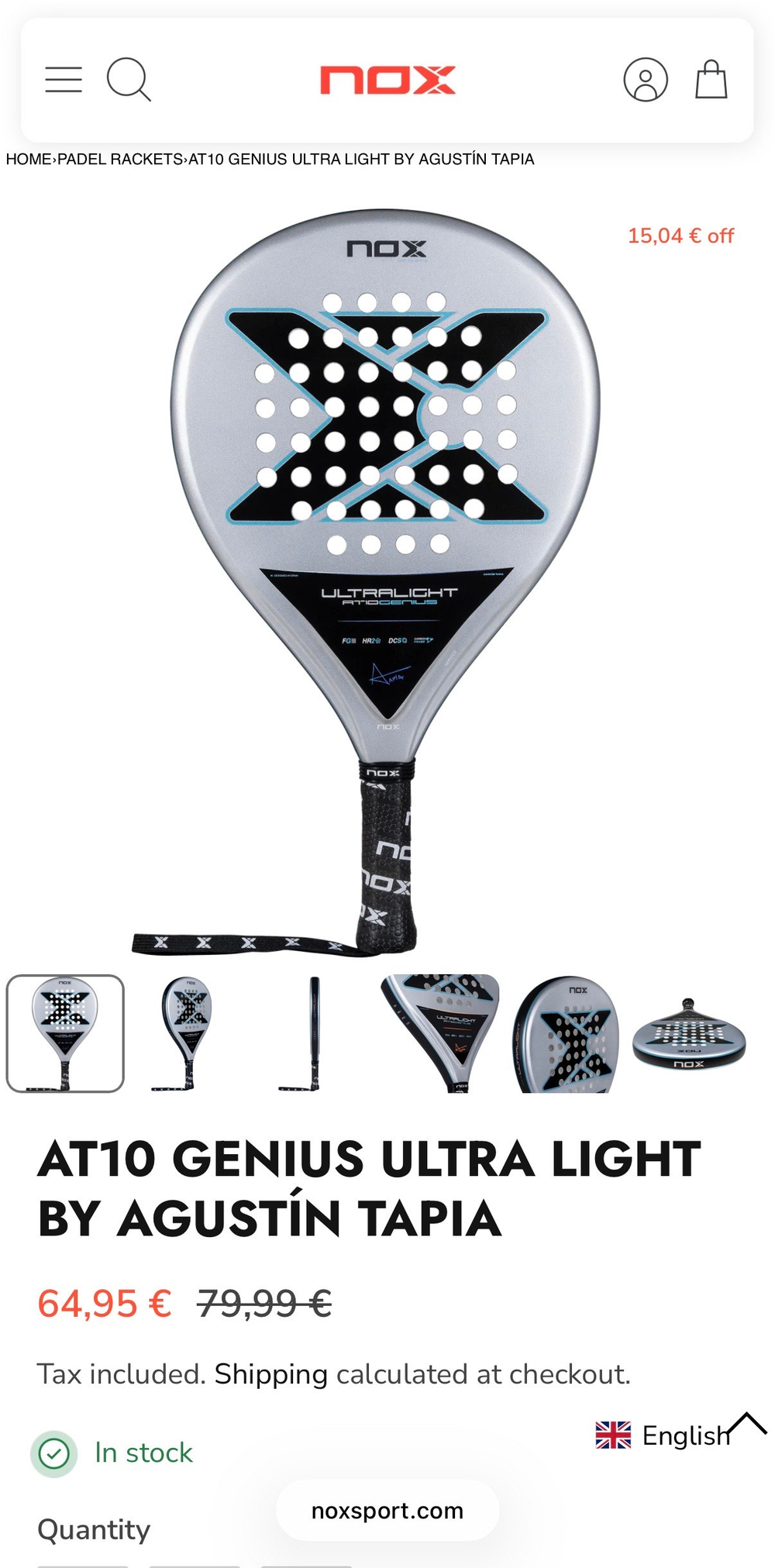 NOX, UL, PALA AT10 GENIUS ULTRALIGHT RACKET BY AGUSTIN TAPIA (2026), Padel Racket