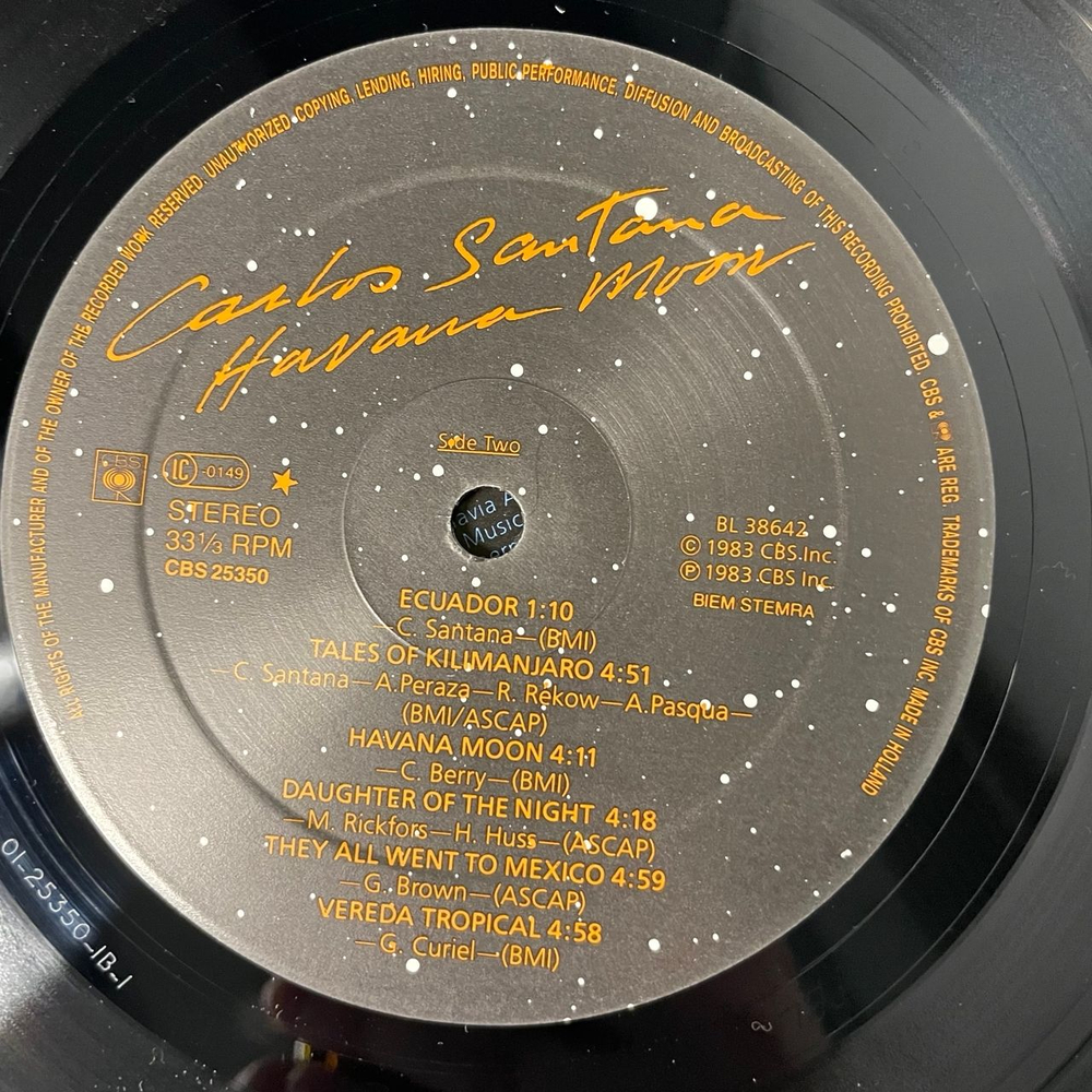 Винтажная виниловая пластинка LP Carlos Santana, Havana Moon (Нидерланды 1983)