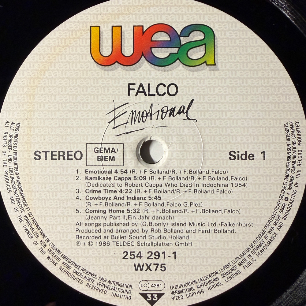 Falco ‎– Emotional (Германия 1986г.) Т