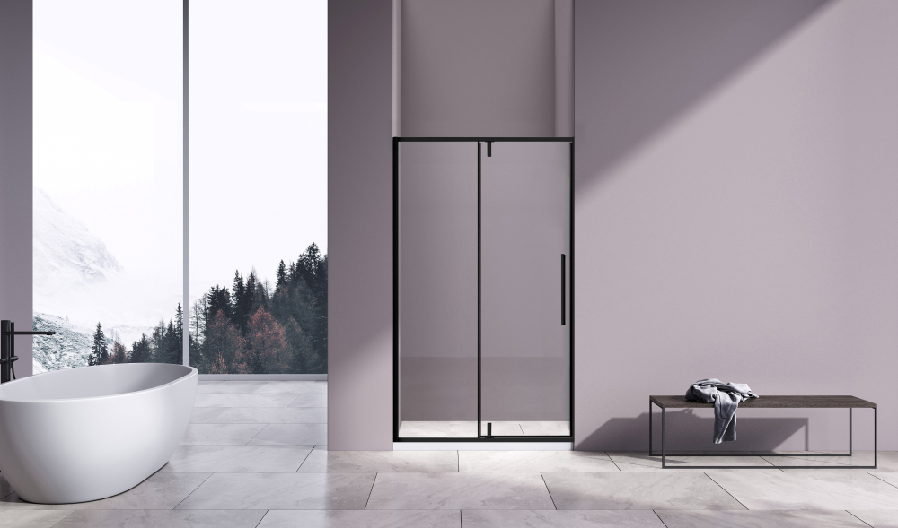 Душевая дверь Vincea Слим-Н (Slim-N) VDP-4SN120CLB, черный матовый, стекло прозрачное