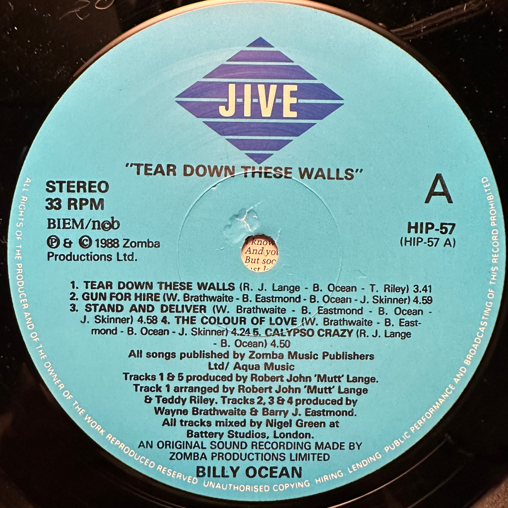 Billy Ocean - Tear Down These Walls (Скандинавия 1988г.)