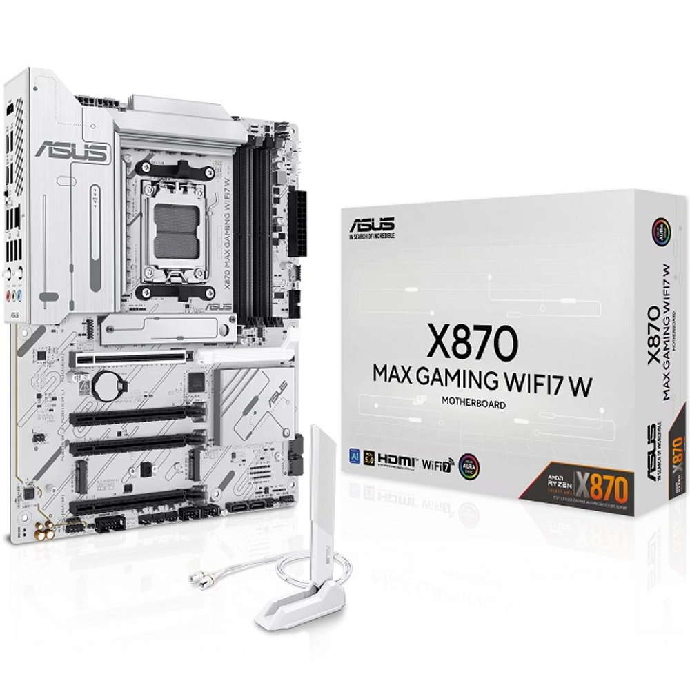 Материнская плата ASUS X870 MAX GAMING WIFI7 W (AM5/AMD X870E/4xDDR5/2xPCI-Ex16/PCI-Ex1/4xM.2/SB/Wi-Fi/BT/HDMI/ATX)