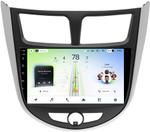 Магнитола для Hyundai Solaris 1 2010-2016 (рамка серебристо-черная тип 3) - Teyes CC4L монитор 9" IPS, Android 14, Быстрая, Snapdragon 662, CarPlay, 4G SIM-слот