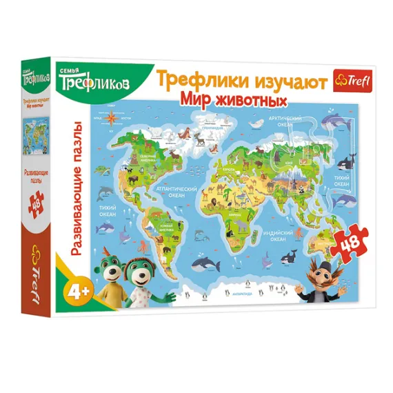 Pazl \ Puzzle \ Пазлы Puzzles - "48 Educational" - Trefliks get to know the animals of the world - Russian version
