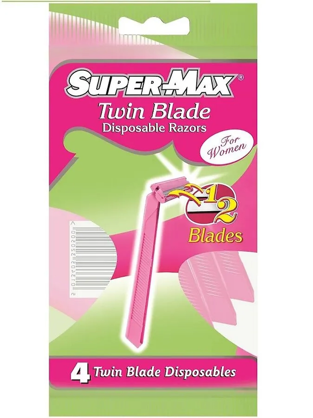 .(AC163) SUPER-MAX TWIN BLADE for Women однораз.станки с двойным лезвием (4шт в уп.)