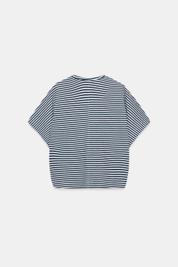 ZARA ФУТБОЛКА ОВЕРСАЙЗ В ПОЛОСКУ, ОТТЕНКИ СИНЕГО