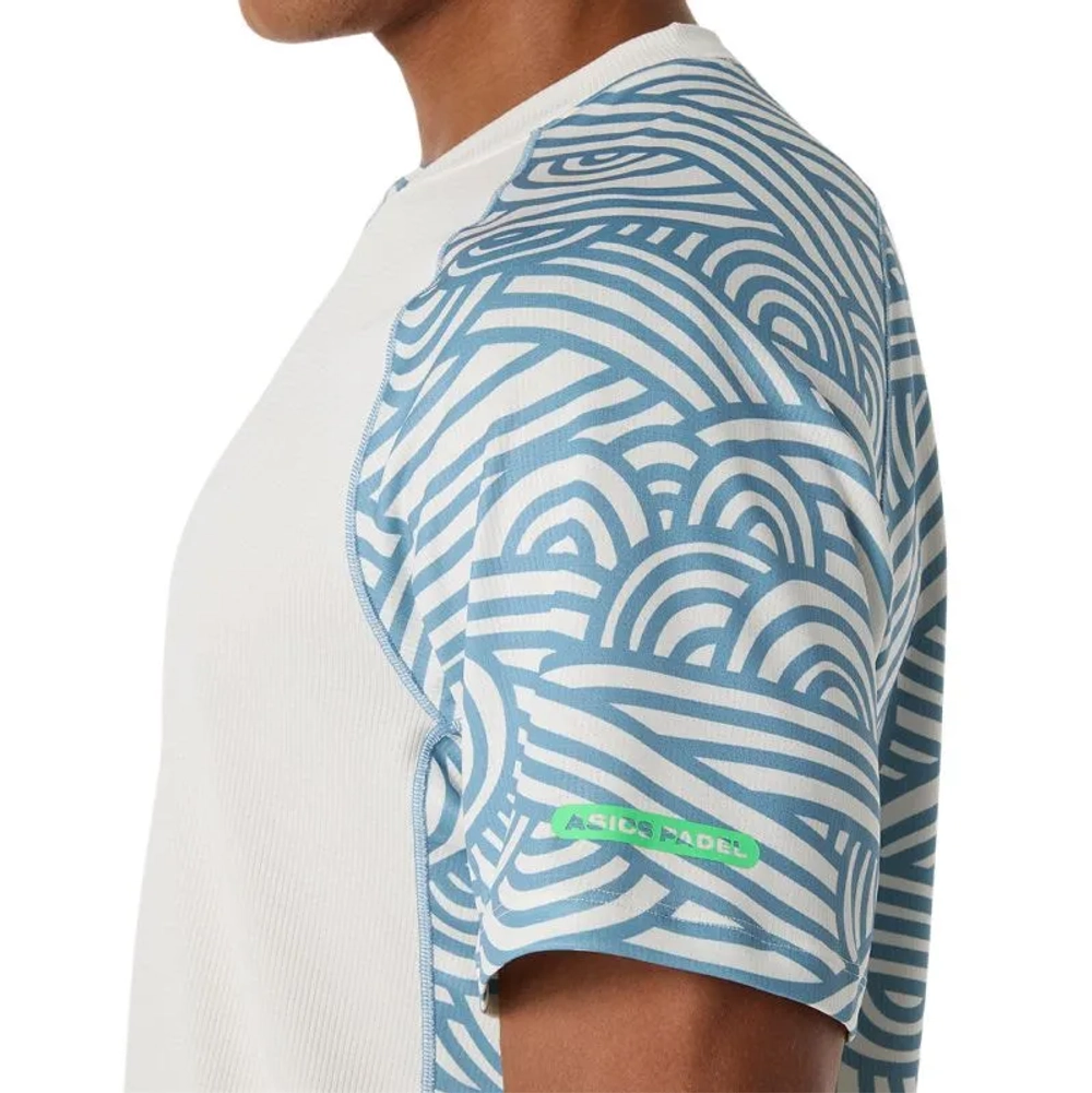 Теннисная футболка Asics Padel Court All Over Short Sleeve - cream/saba blue