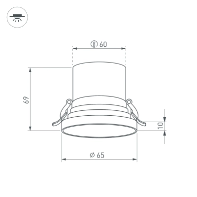 Светильник MS-VOLCANO-BUILT-R65-6W Warm3000 (WH, 38 deg, 230V) (Arlight, IP20 Металл, 5 лет)