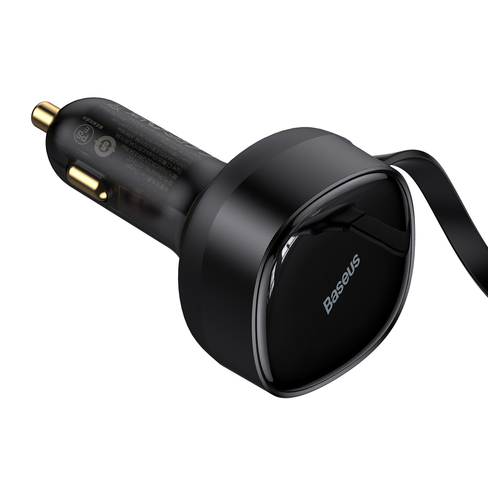Автомобильная зарядка Baseus Enjoyment Retractable 2in1 C+C 33W