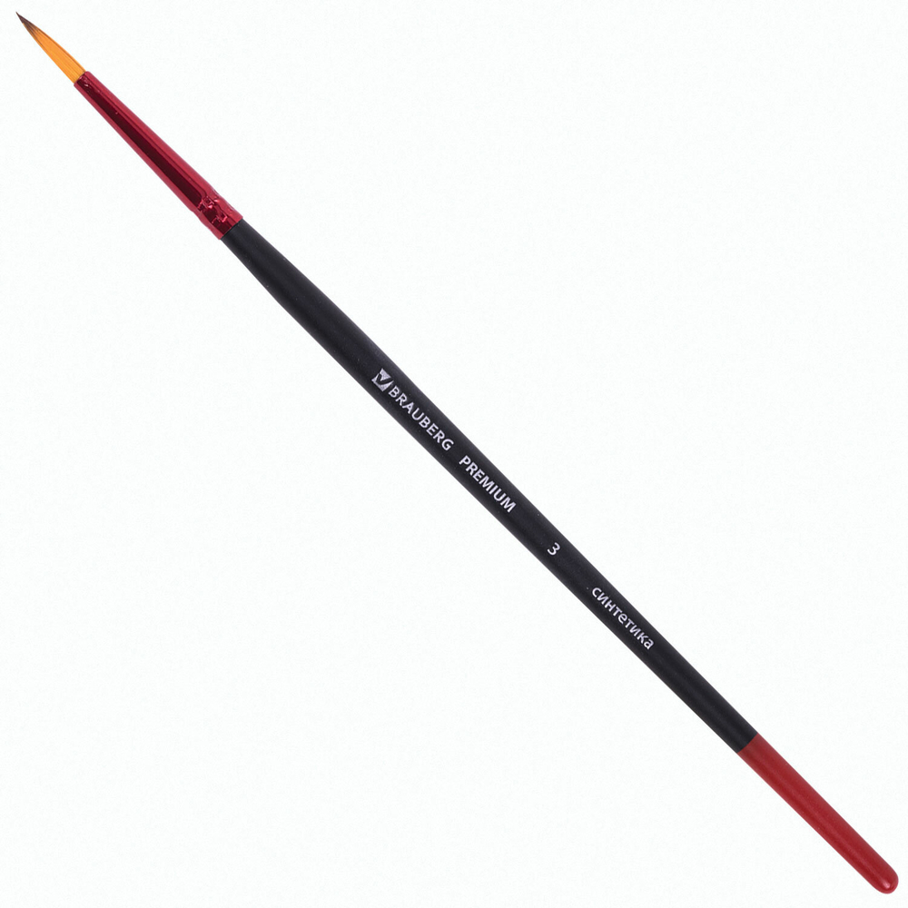 Кисти BRAUBERG PREMIUM, набор 5 шт. (синтетика, круглая № 1, 3, 5, плоская № 5, 8), блистер, 201024