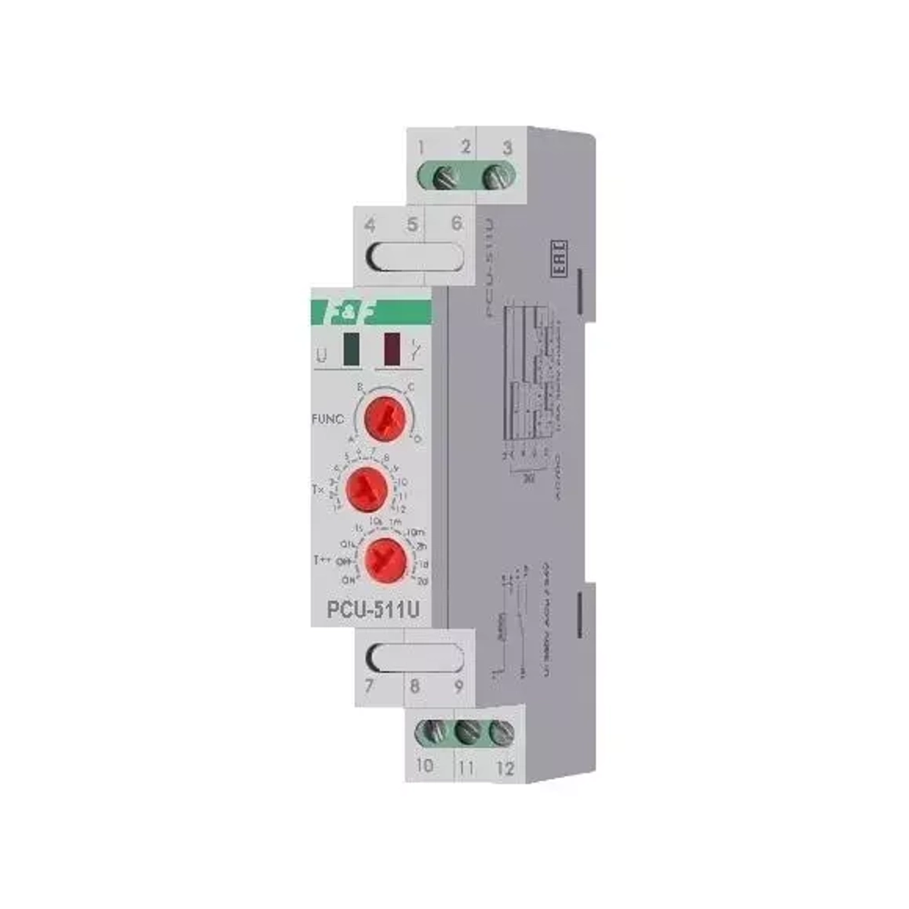 Реле времени PCU-511U 8А 12-264В AC/DC 1 перекл. IP20 многофункц.