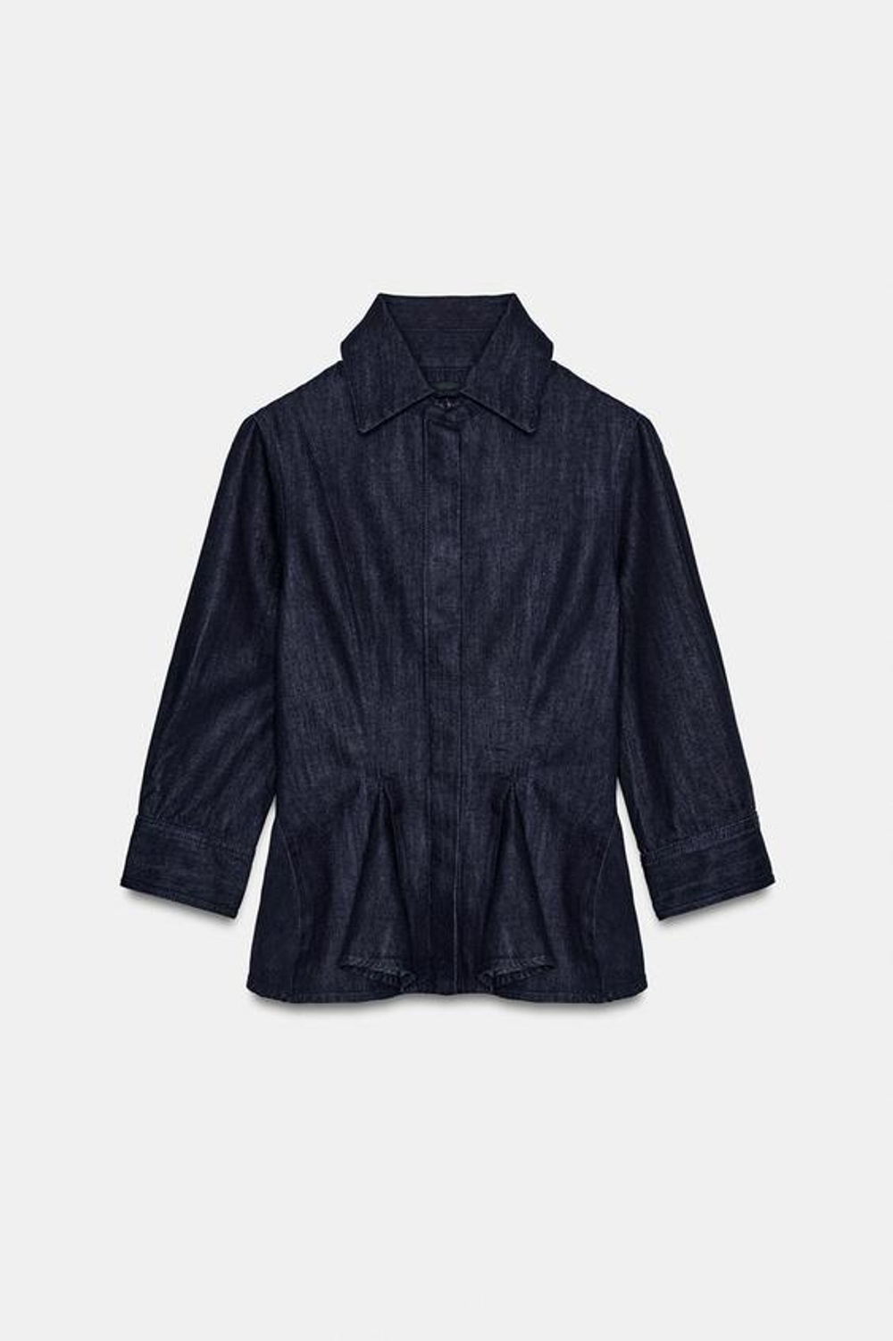 ZW COLLECTION ДЖИНСОВАЯ РУБАШКА С ПЕПЛУМОМ - ZARA