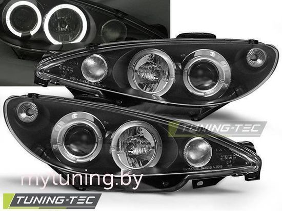 Передние фары black angel eyes для Peugeot 206 2002-