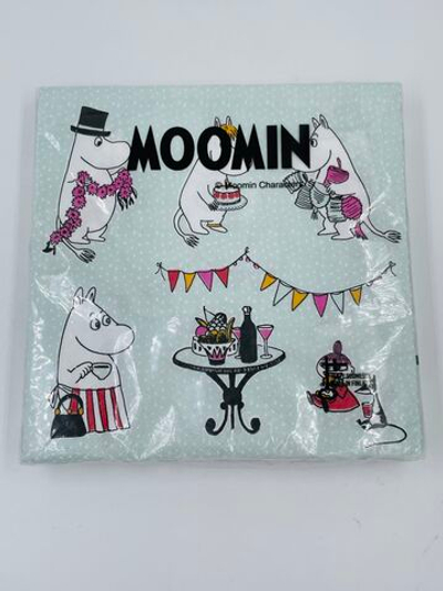Салфетки бумажные Moomin, Праздник муми-троллей, светло-зеленого цвета 33х33 см, 20 салфеток (из Финляндии)