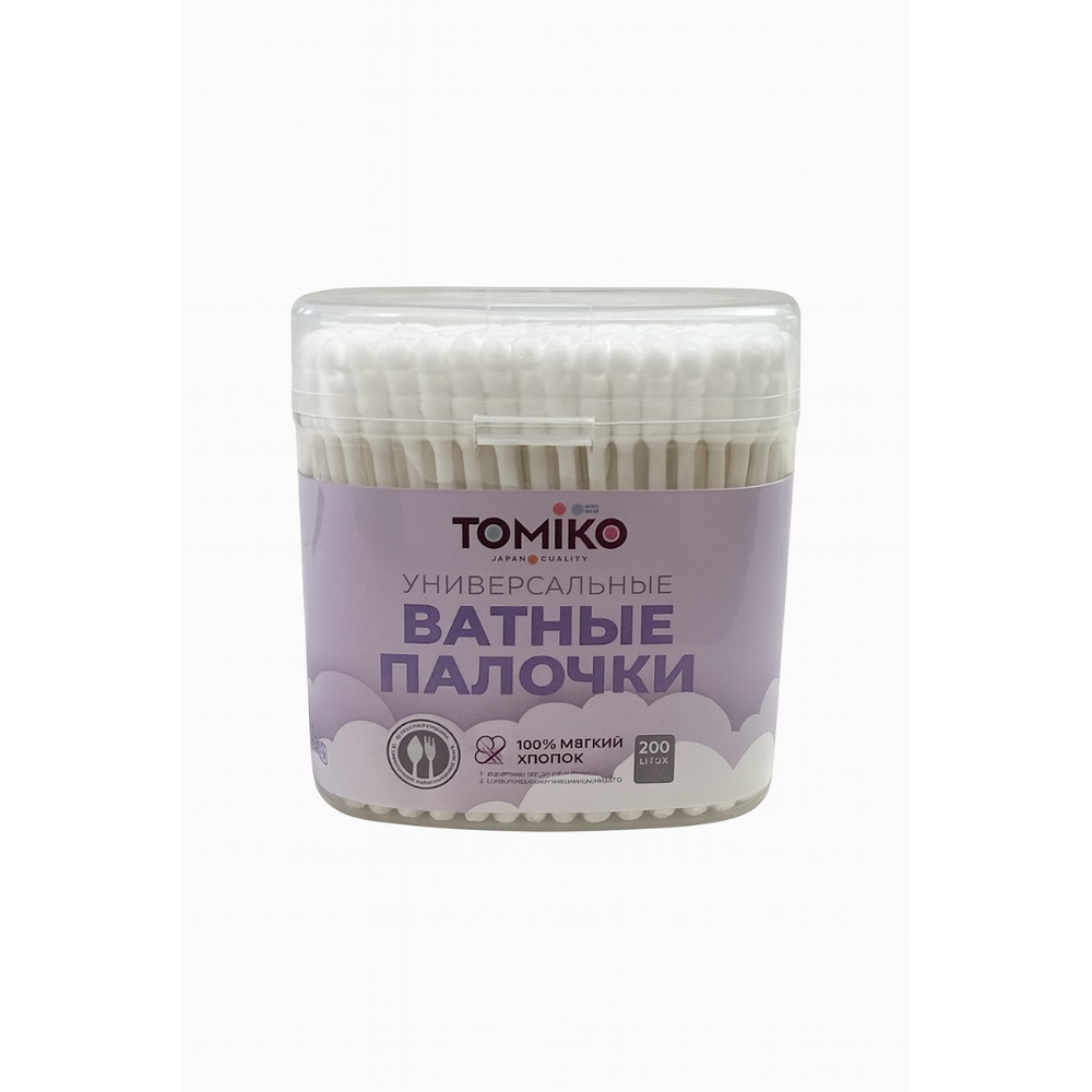 Ватные палочки Tomiko (спираль-круглые) 200 шт