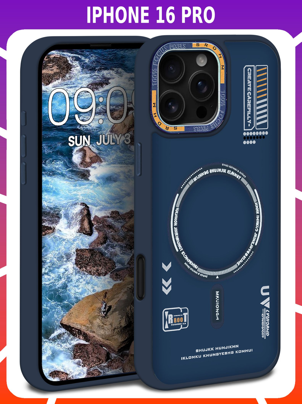 Дизайнерский чехол из мягкого пластика для IPHONE 16 PRO с MagSafe и усиленной защитой камеры