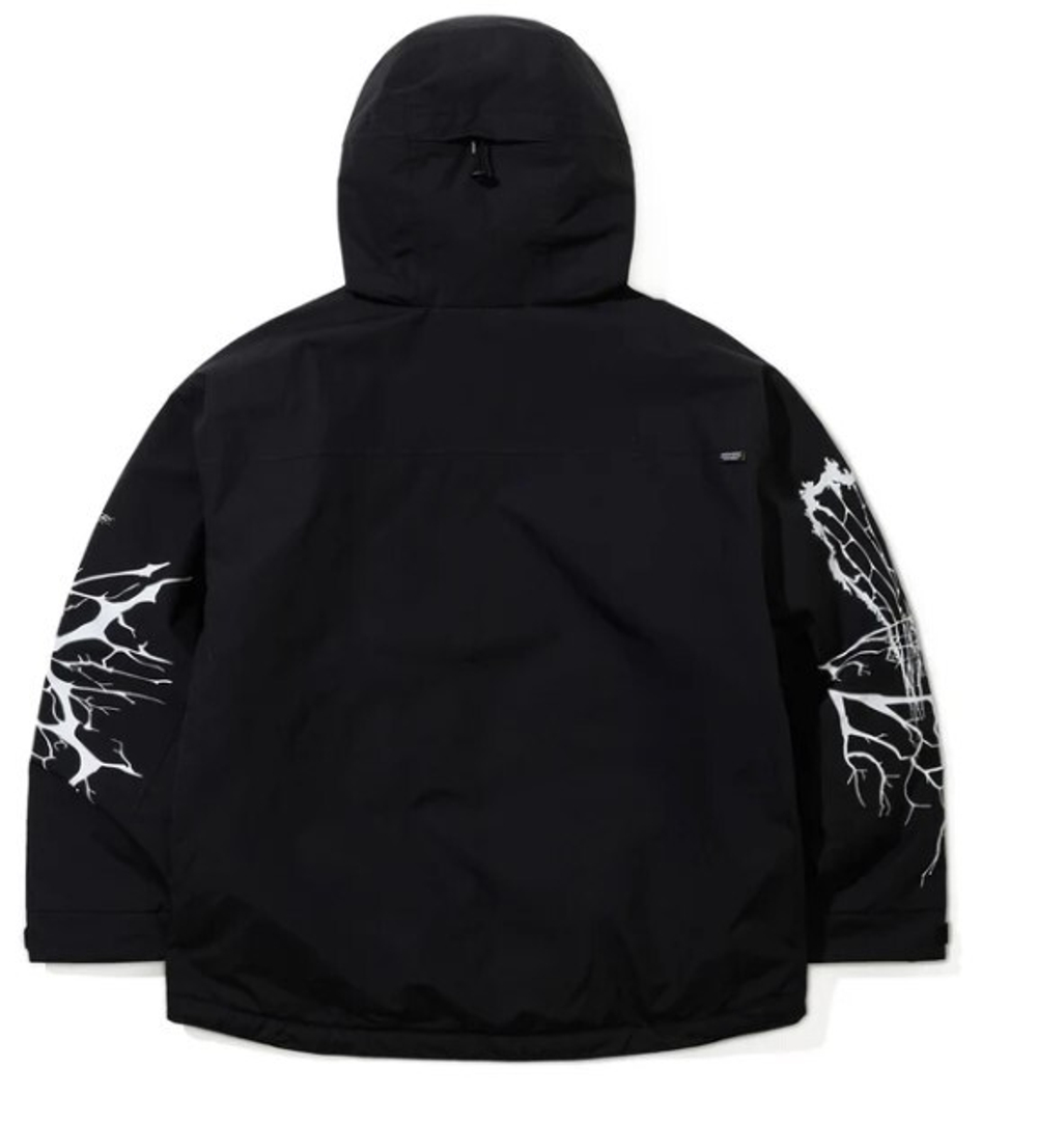 Dual Zip Seam Sealing Hooded Jacket Ink Splatter Black