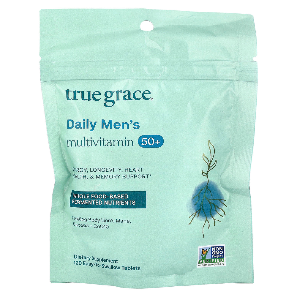 True Grace, Daily Men's Multivitamin 50+, 120 Easy-to-Swallow Tablets