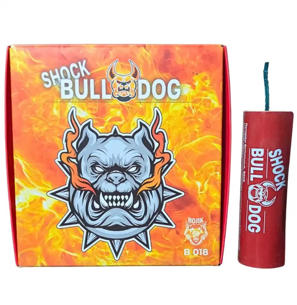 Петарды Shock Bulldog В018 от ТМ Волк — мощные, 9 г флэш-состава, упаковка 4 шт., громкий хлопок и вспышка.