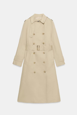 ZARA ТРЕНЧ WATER-REPELLENT С ПОЯСОМ — ZW COLLECTION, СВЕТЛЫЙ ЖЕЛТО-КОРИЧНЕВЫЙ