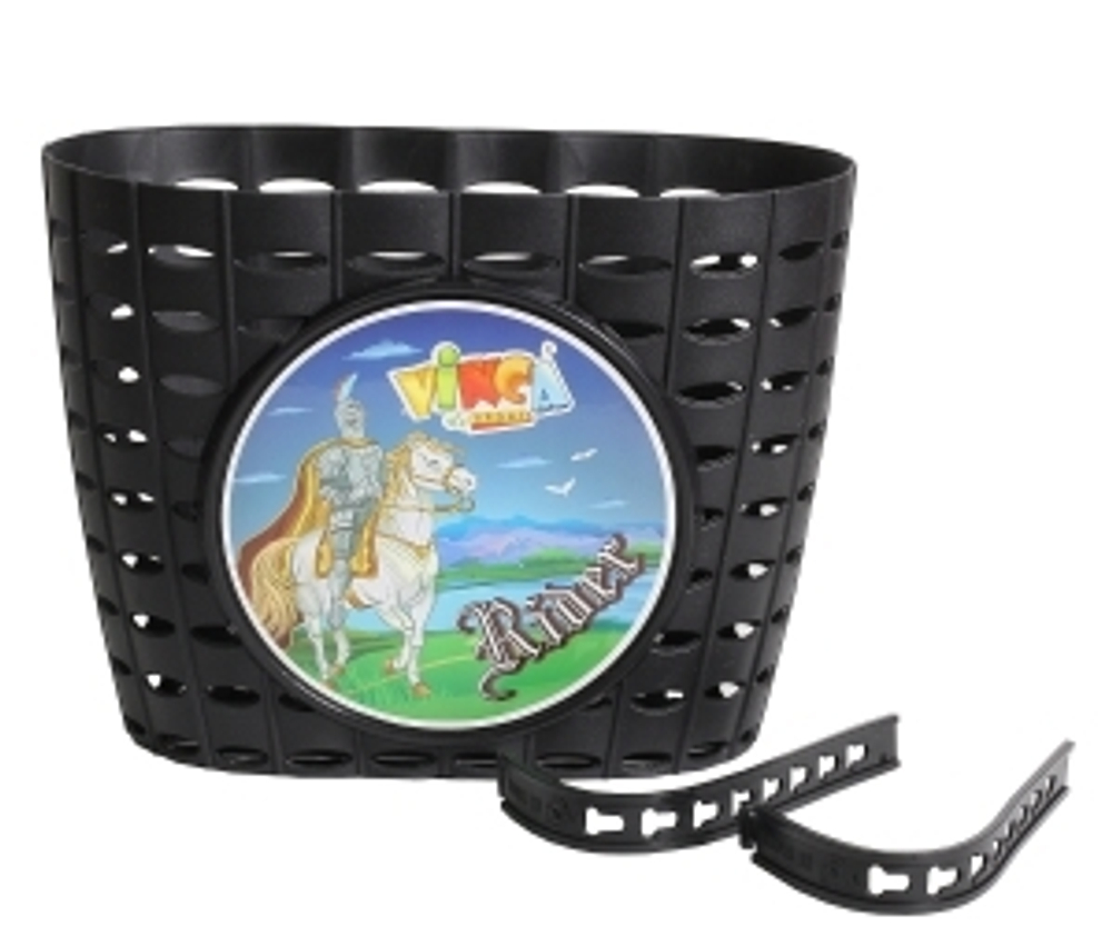Корзинка детская на руль для вел-да 12"-14", черная, 220x140x130мм, "Рыцарь"