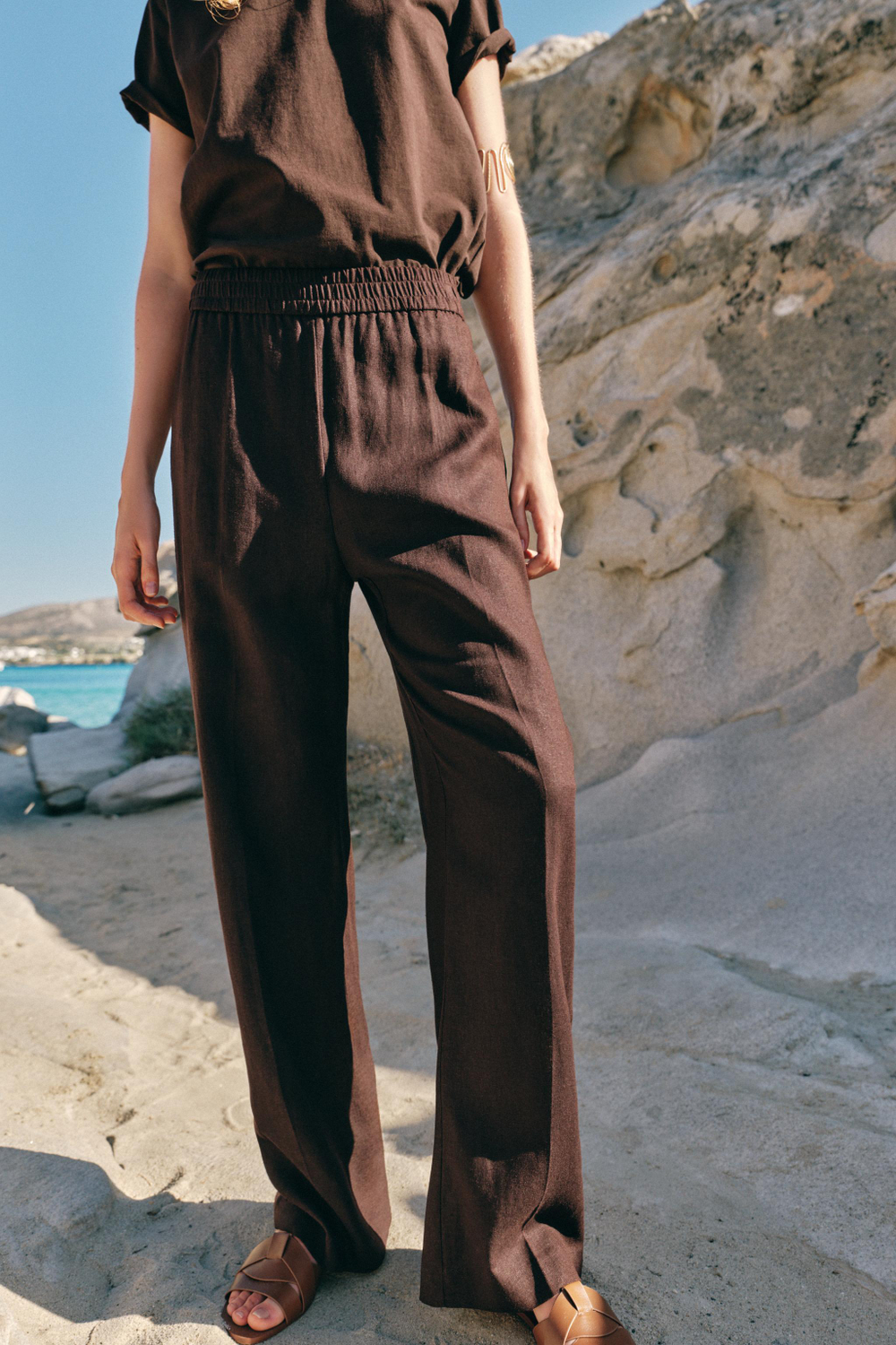 БРЮКИ ПРЯМОГО КРОЯ ИЗ СМЕСОВОГО ЛЬНА — ZARA