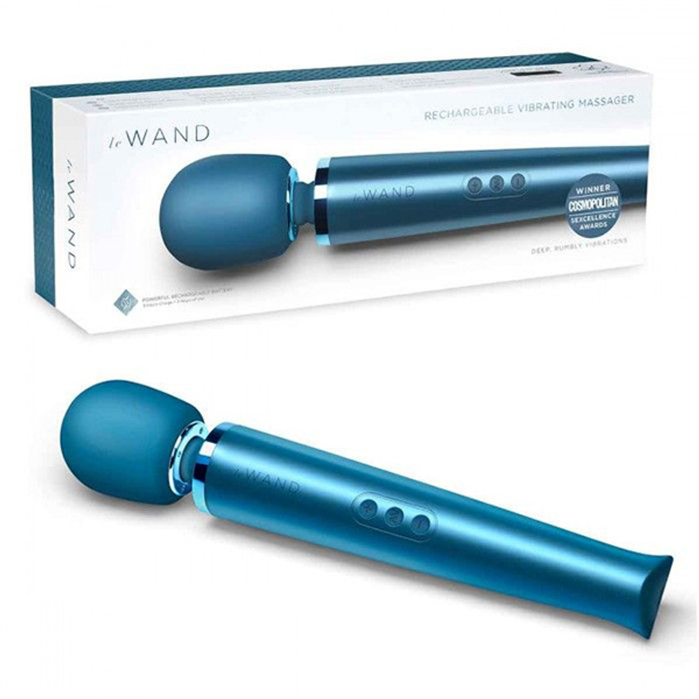 Бирюзовый вибратор-жезл 33см с 20 режимами Le Wand LW-001-PFB