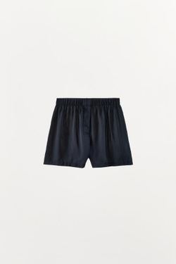 ZARA ОДНОТОННЫЕ АТЛАСНЫЕ ШОРТЫ, ЦВЕТ НОЧНОГО НЕБА