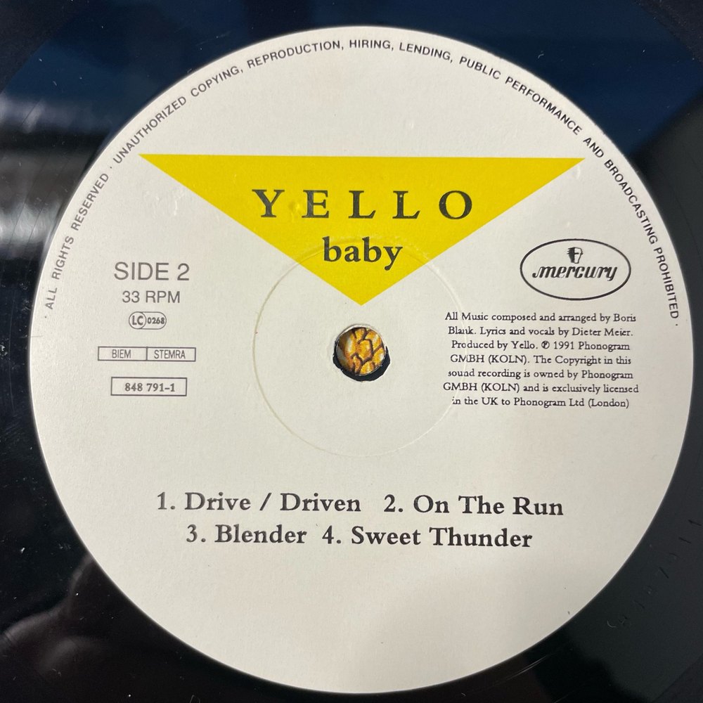 Винтажная виниловая пластинка LP Yello Baby (Германия 1991)