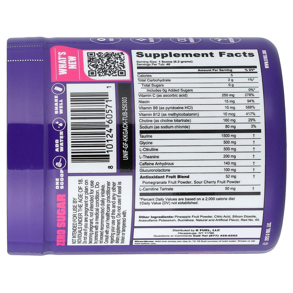 G FUEL, Energy Formula, Mineral Nights, клубничный коктейль, 248 г (8,7 унции)
