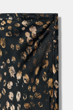 ZARA АТЛАСНАЯ ЮБКА С ПРИНТОМ — ZW COLLECTION, ЧЕРНЫЙ/ПЕСОЧНЫЙ