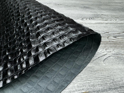 Кожа Crocco Back Black с тиснением крокодила
