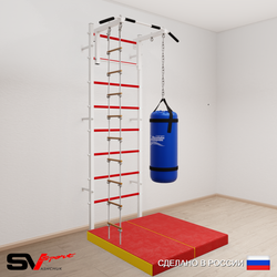 Шведская стенка Sv Sport 5117 (Турник стандарт/Лестница/Цепь/Мешок 30кг/Мат 1м)