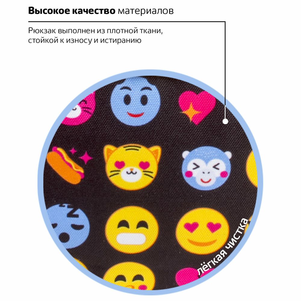 Рюкзак BRAUBERG молодежный, сити-формат, Смайлики, 41х32х14 см, 227105