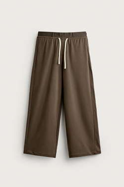 ZARA КОМБИНИРОВАННЫЕ БРЮКИ RELAXED FIT, ТЕМНО-КОРИЧНЕВЫЙ