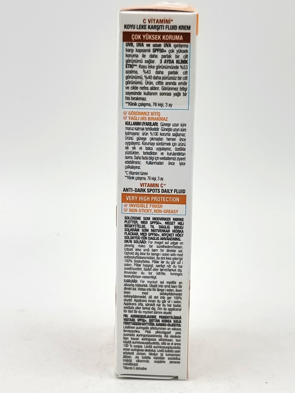 Крем-флюид Garnier Ambre Solaire  SPF 50+, защита от пигментации с витаминами С и Е, 40 мл (Франция)