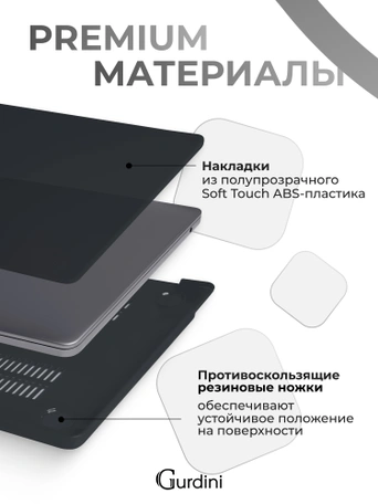 Чехол пластиковый Gurdini для Macbook Air 15" 2023 (A2941) Matte Series Black