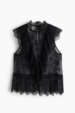 Кружевной топ с воланами — Чёрный — H&M 1369635