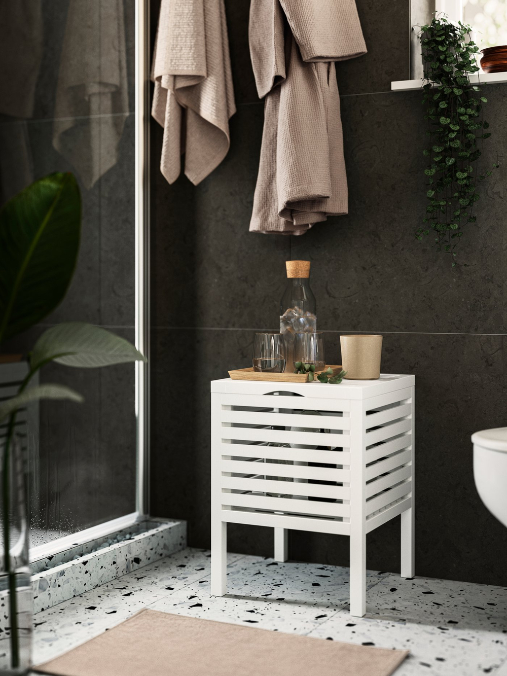 IKEA MUSKAN  (ИКЕА МУСКАН)  -  Табурет с отделением для хранения - белый 50 см