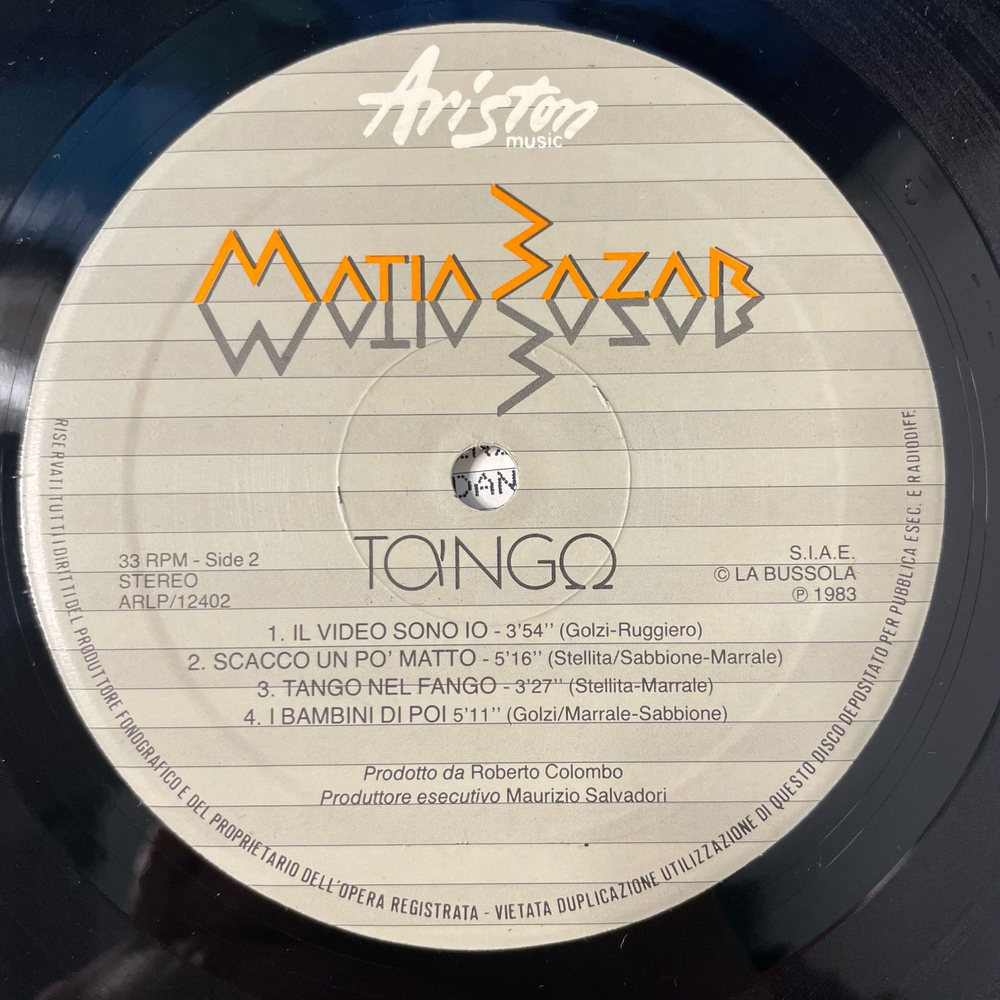 Винтажная виниловая пластинка LP Matia Bazar Tango (Италия 1983)
