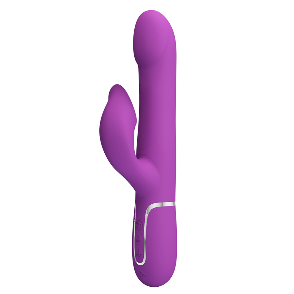 Пурпурный вибратор-кролик 22,7см с вращением бусин Pretty Love Falin BW-500012-3