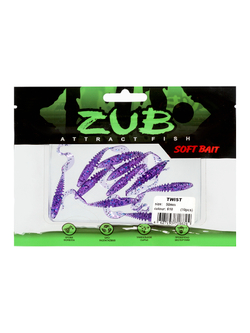 Приманка ZUB-TWIST  50мм(2")-10шт, (цвет 610) фиолетовый с блестками