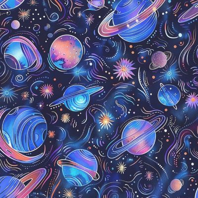 Космический неоновый принт