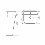 Умывальник-моноблок WAVE БАЗИС/BASIS 440*380*835 ш*г*в, с хром переливом, белый, прямоуг