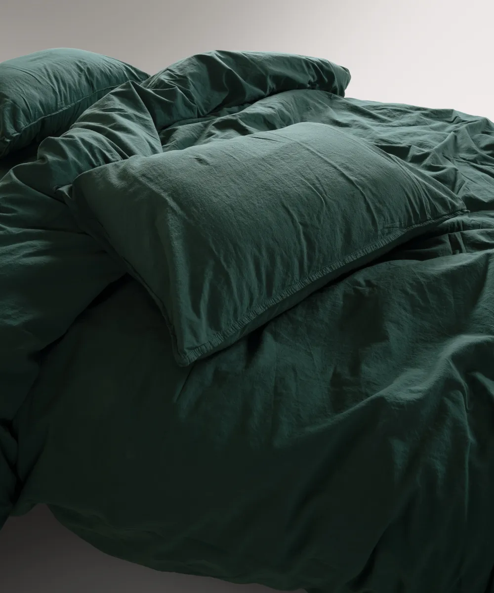 Lımasso КПБ 4 пр. Stonewashed Standart Dark Green пододеяльник 200*220, простынь 240*260, наволочки 50*70 2шт — фото 4