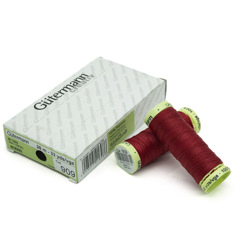 Нитки отделочные Gutermann Top Stitch 30 (30 метров), 5 кат. | 909 малиновый