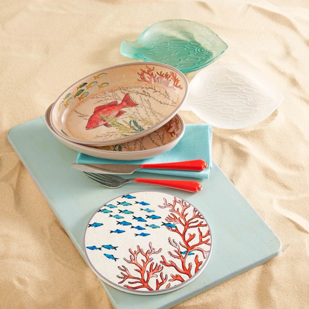 Rose&Tulipani Набор из 2 овальных меламиновых тарелок Sea Life 24x15 см EAN 8021918040485