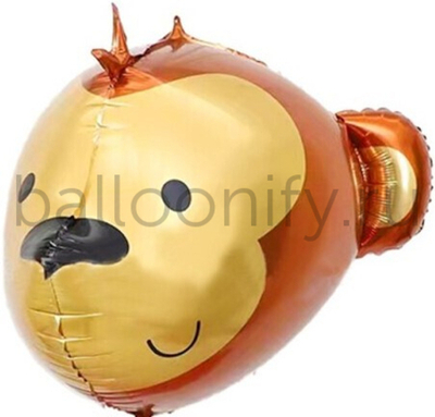 Шар (24''/61 см) Фигура, 3D Голова, Обезьяна Мартышка, 1 шт. в уп.